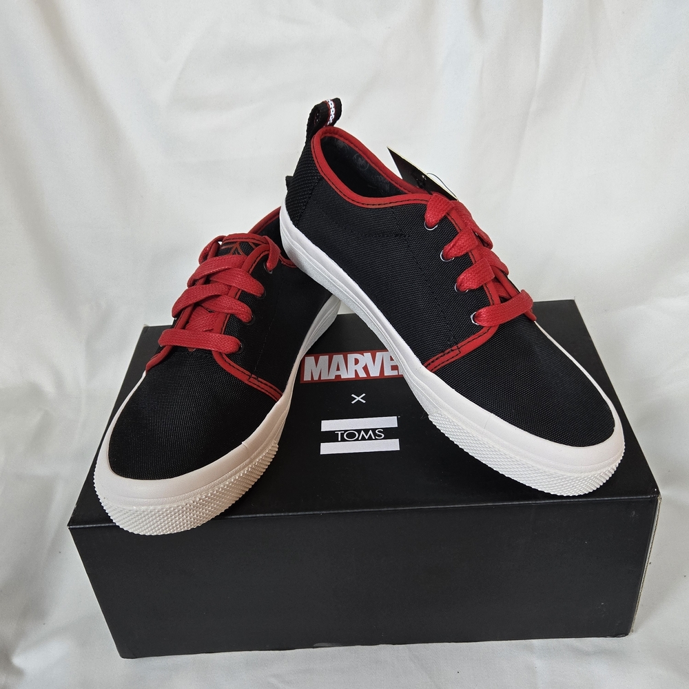 Marvel x TOMS Carlito Miles Morales Black Red Spiderman‎ Nylon Sneakers NIB 4Y
